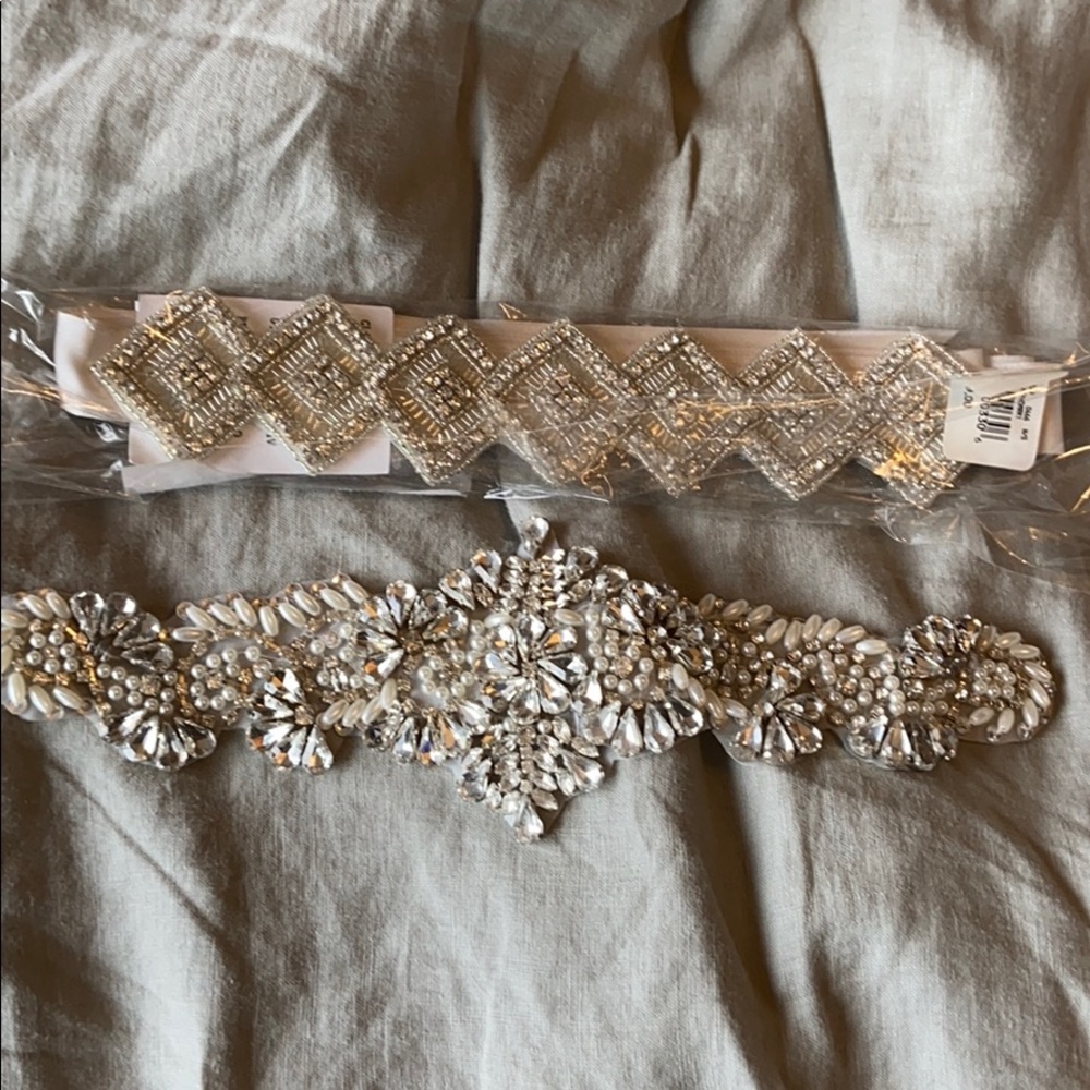 2 bridal sashes , 1 with ribbon attached